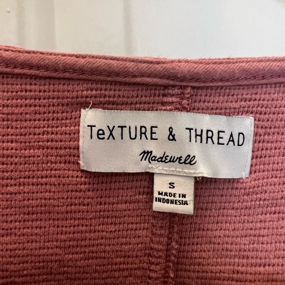 Madewell Texture and Thread Button Tank Top with Tie in Mauve - Picture 5 of 6